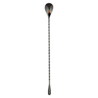 Bar Lux Black-Plated Stainless Steel Belicoso Barspoon - 12" - 1 count box