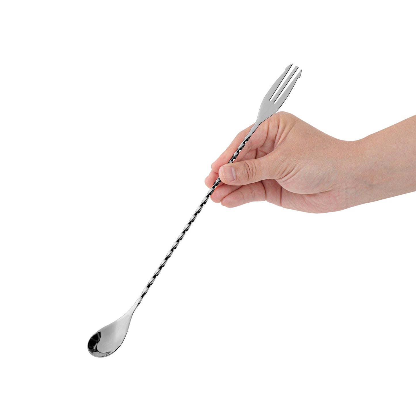 Bar Lux Black-Plated Stainless Steel Trident Barspoon - 12" - 1 count box
