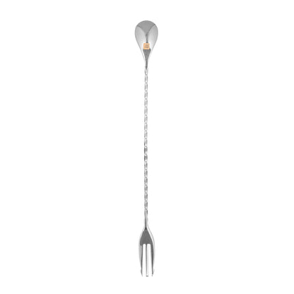 Bar Lux Black-Plated Stainless Steel Trident Barspoon - 12" - 1 count box