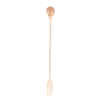 Bar Lux Copper-Plated Stainless Steel Trident Barspoon - 12" - 1 count box