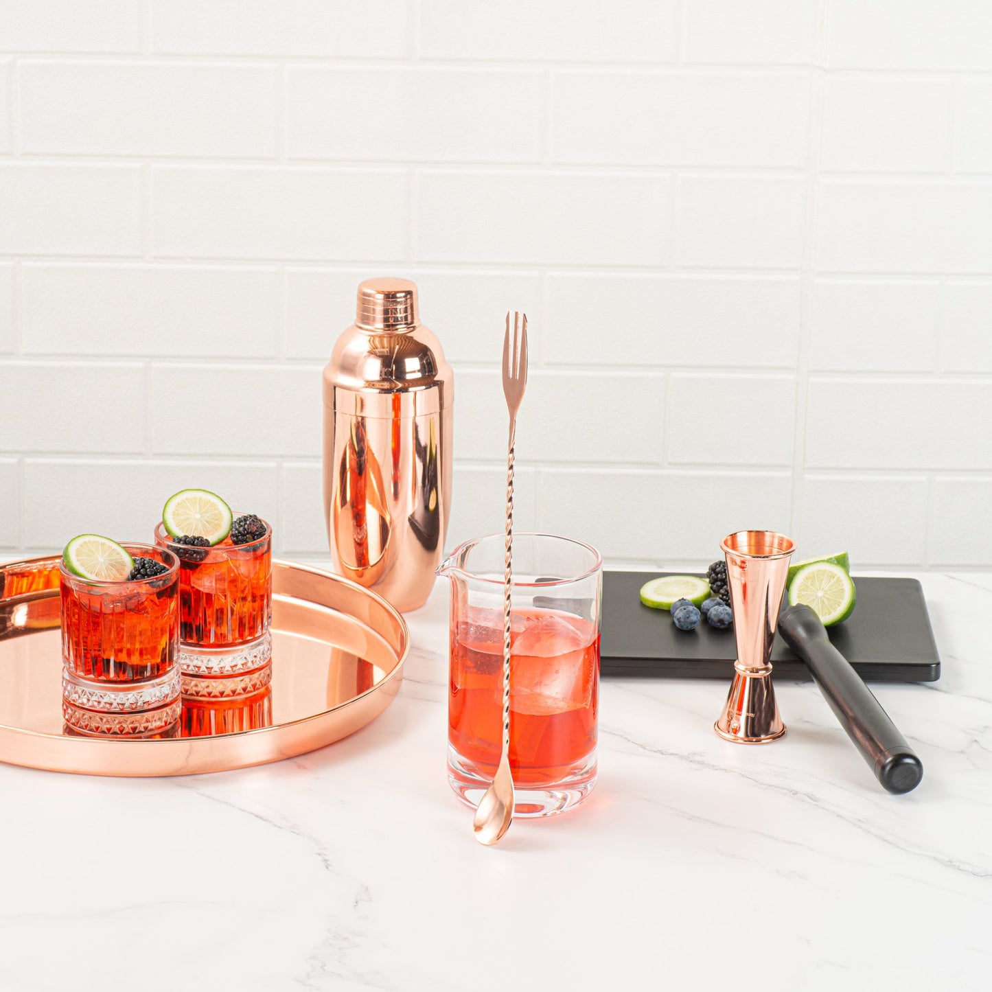 Bar Lux Copper-Plated Stainless Steel Trident Barspoon - 12" - 1 count box