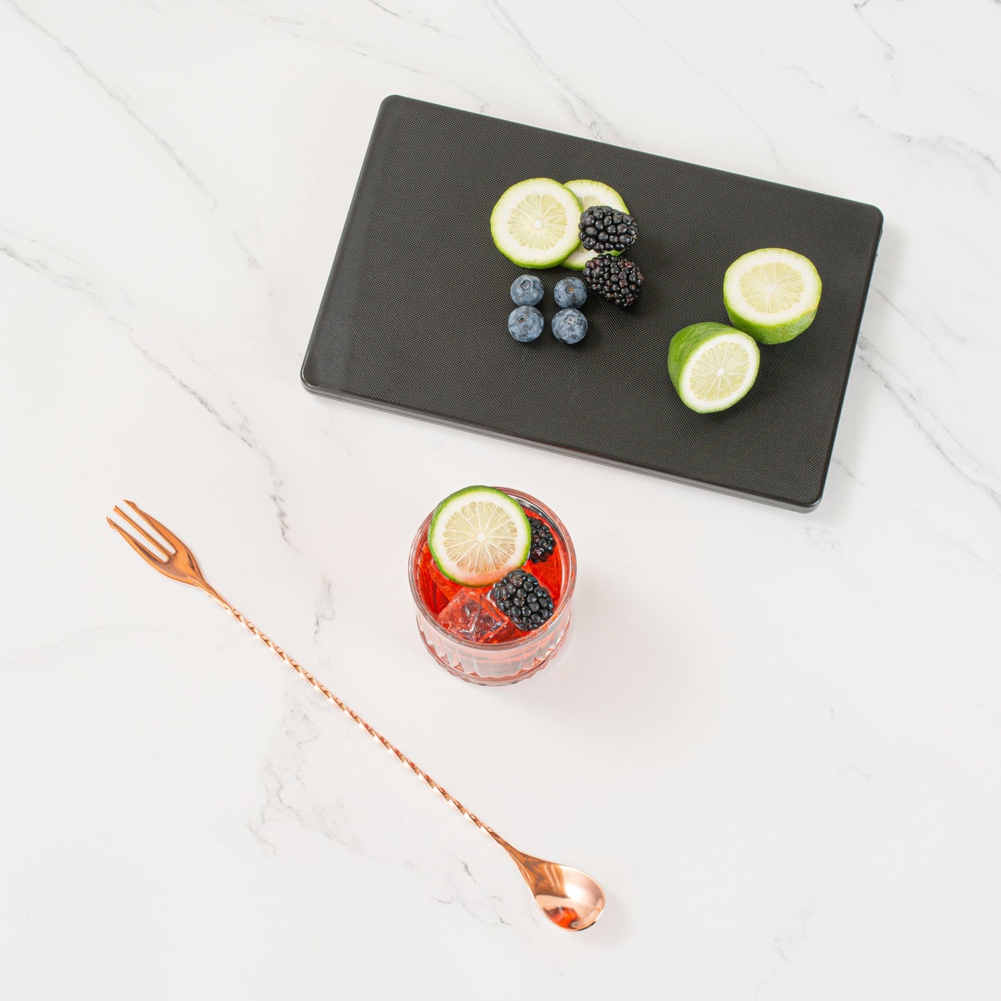 Bar Lux Copper-Plated Stainless Steel Trident Barspoon - 12" - 1 count box