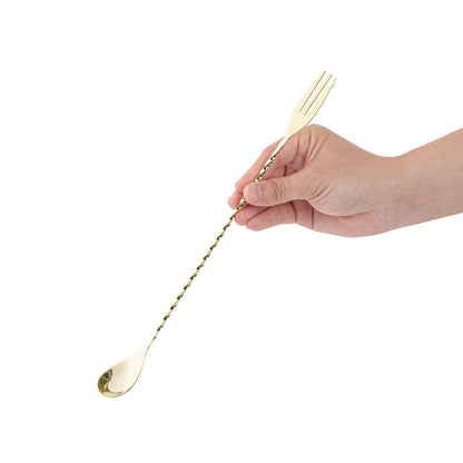 Bar Lux Gold-Plated Stainless Steel Trident Barspoon - 12" - 1 count box