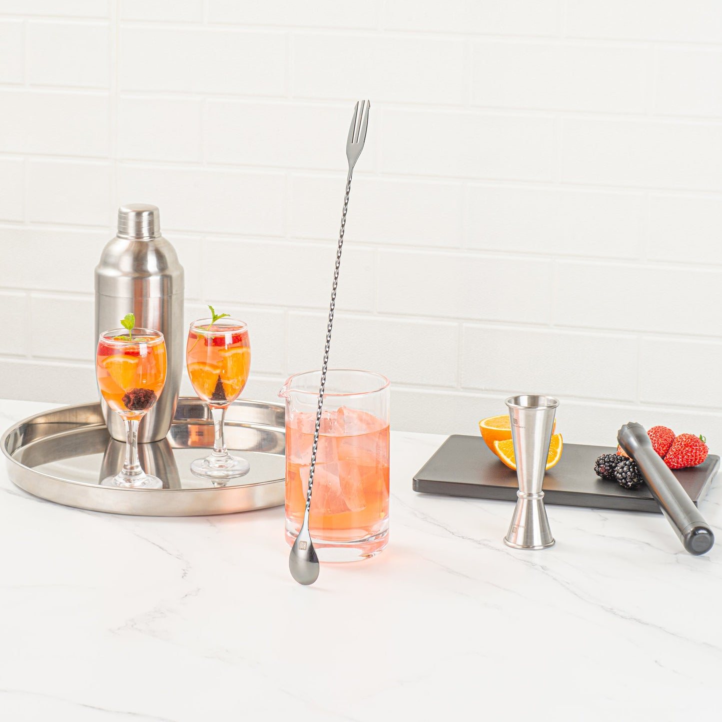Bar Lux Black-Plated Stainless Steel Trident Barspoon - 16" - 1 count box