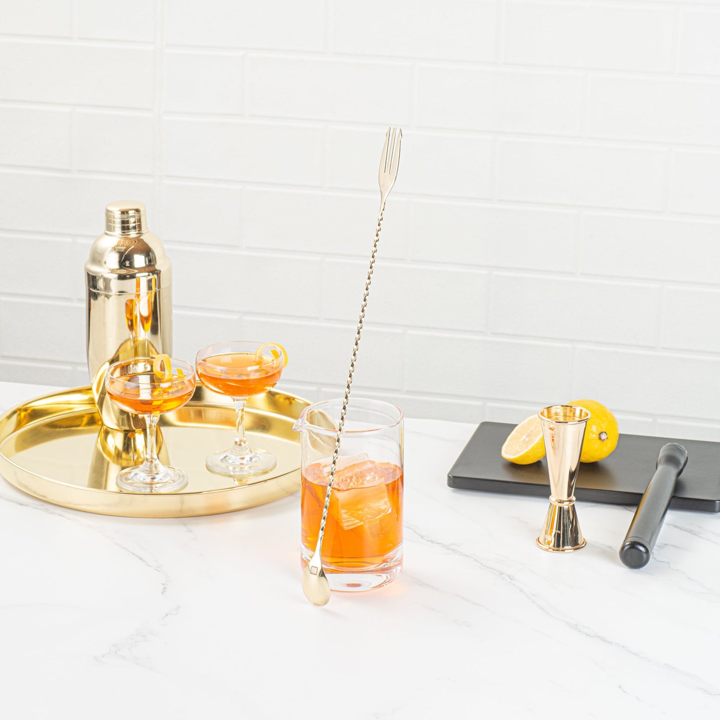 Bar Lux Gold-Plated Stainless Steel Trident Barspoon - 16" - 1 count box