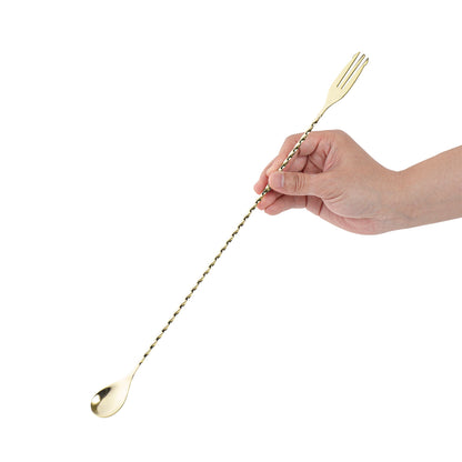 Bar Lux Gold-Plated Stainless Steel Trident Barspoon - 16" - 1 count box