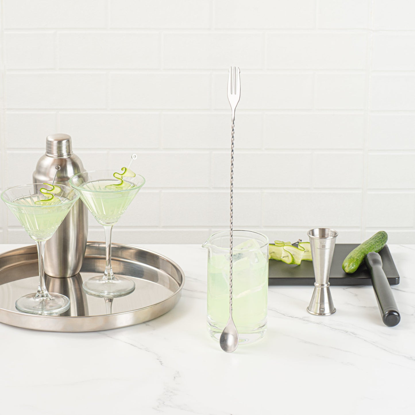 Bar Lux Stainless Steel Trident Barspoon - 16" x 1 1/4" x 1/2" - 1 count box