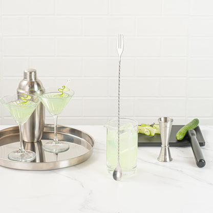 Bar Lux Stainless Steel Trident Barspoon - 16" x 1 1/4" x 1/2" - 1 count box