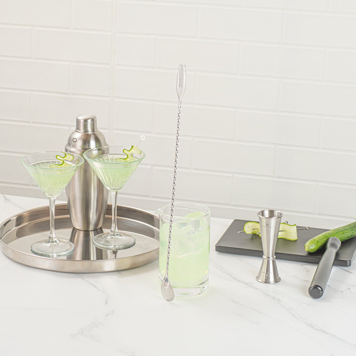 Bar Lux Stainless Steel Trident Barspoon - 16" x 1 1/4" x 1/2" - 1 count box
