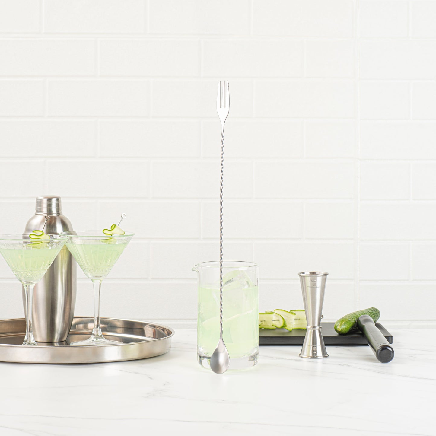 Bar Lux Stainless Steel Trident Barspoon - 16" x 1 1/4" x 1/2" - 1 count box