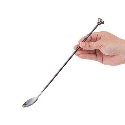 Bar Lux Black-Plated Stainless Steel Muddler Barspoon - 12" x 1 1/4" x 3/4" - 1 count box