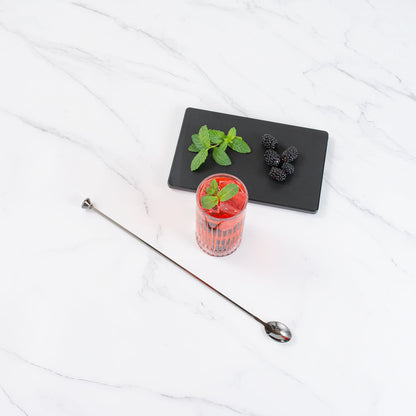 Bar Lux Black-Plated Stainless Steel Muddler Barspoon - 16" x 1 1/4" x 3/4" - 1 count box