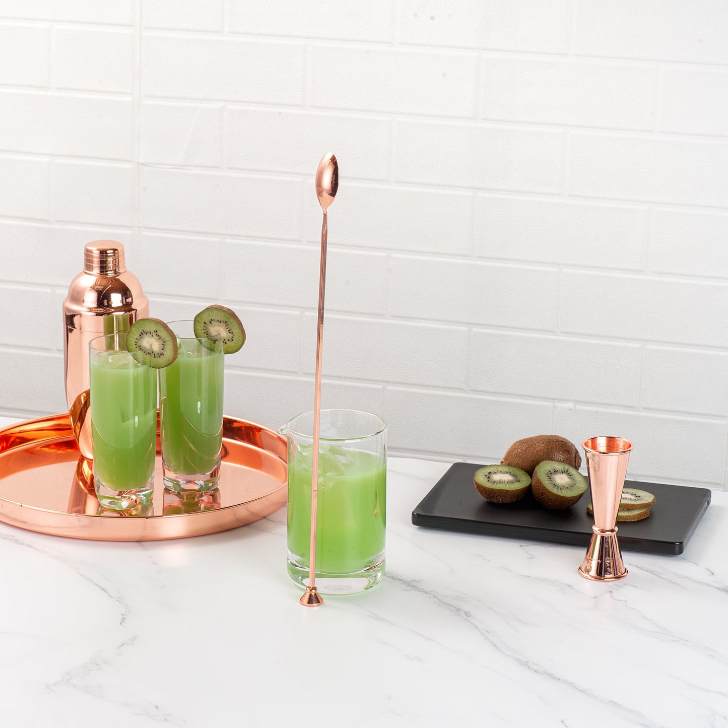 Bar Lux Copper-Plated Stainless Steel Muddler Barspoon - 16" x 1 1/4" x 3/4" - 1 count box