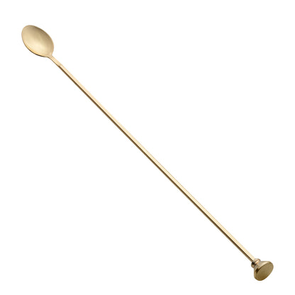 Bar Lux Gold-Plated Stainless Steel Muddler Barspoon - 16" x 1 1/4" x 3/4" - 1 count box