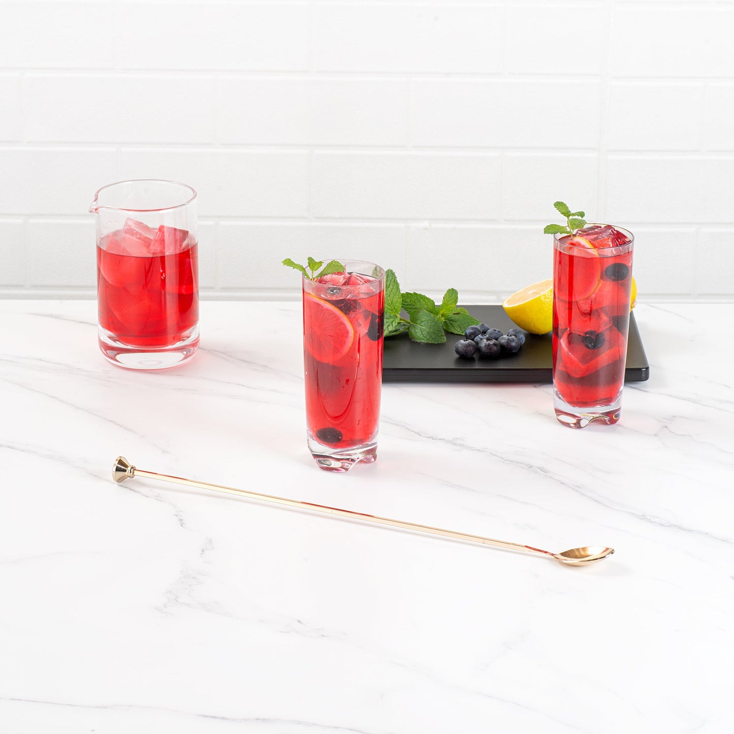 Bar Lux Gold-Plated Stainless Steel Muddler Barspoon - 16" x 1 1/4" x 3/4" - 1 count box