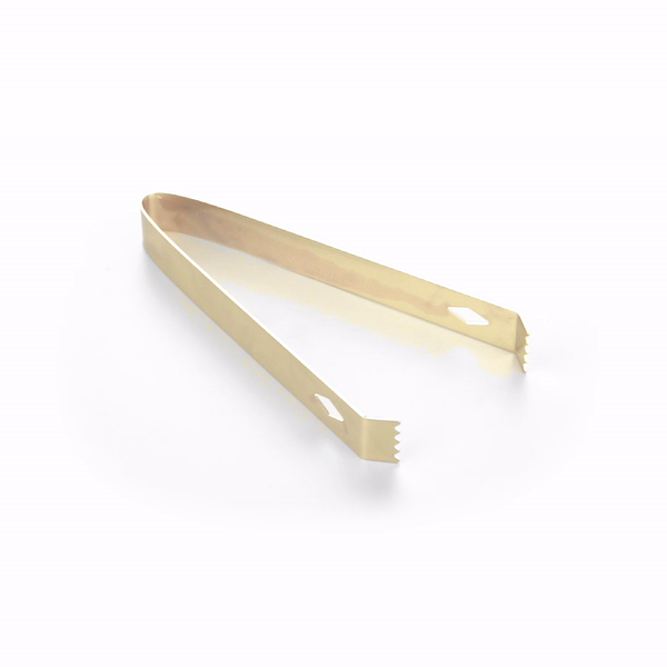 Bar Lux Gold-Plated Stainless Steel Ice Tongs - 6 1/4" x 2 1/2" x 3/4" - 1 count box