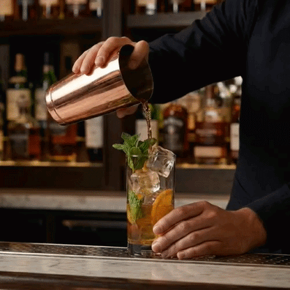 Bar Lux 16 oz Copper-Plated Stainless Steel Cocktail Shaker Tin - Weighted - 3 1/4" x 3 1/4" x 4" - 1 count box