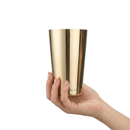 Bar Lux 16 oz Gold-Plated Stainless Steel Cocktail Shaker Tin - Weighted - 3 1/4" x 3 1/4" x 4" - 1 count box