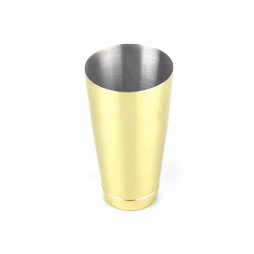 Bar Lux 16 oz Gold-Plated Stainless Steel Cocktail Shaker Tin - Weighted - 3 1/4" x 3 1/4" x 4" - 1 count box