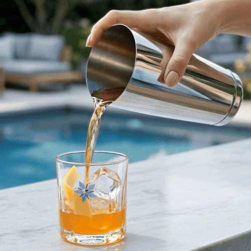 Bar Lux 16 oz Stainless Steel Cocktail Shaker Tin - Weighted, Mirrored Finish - 3 1/4" x 3 1/4" x 4" - 1 count box