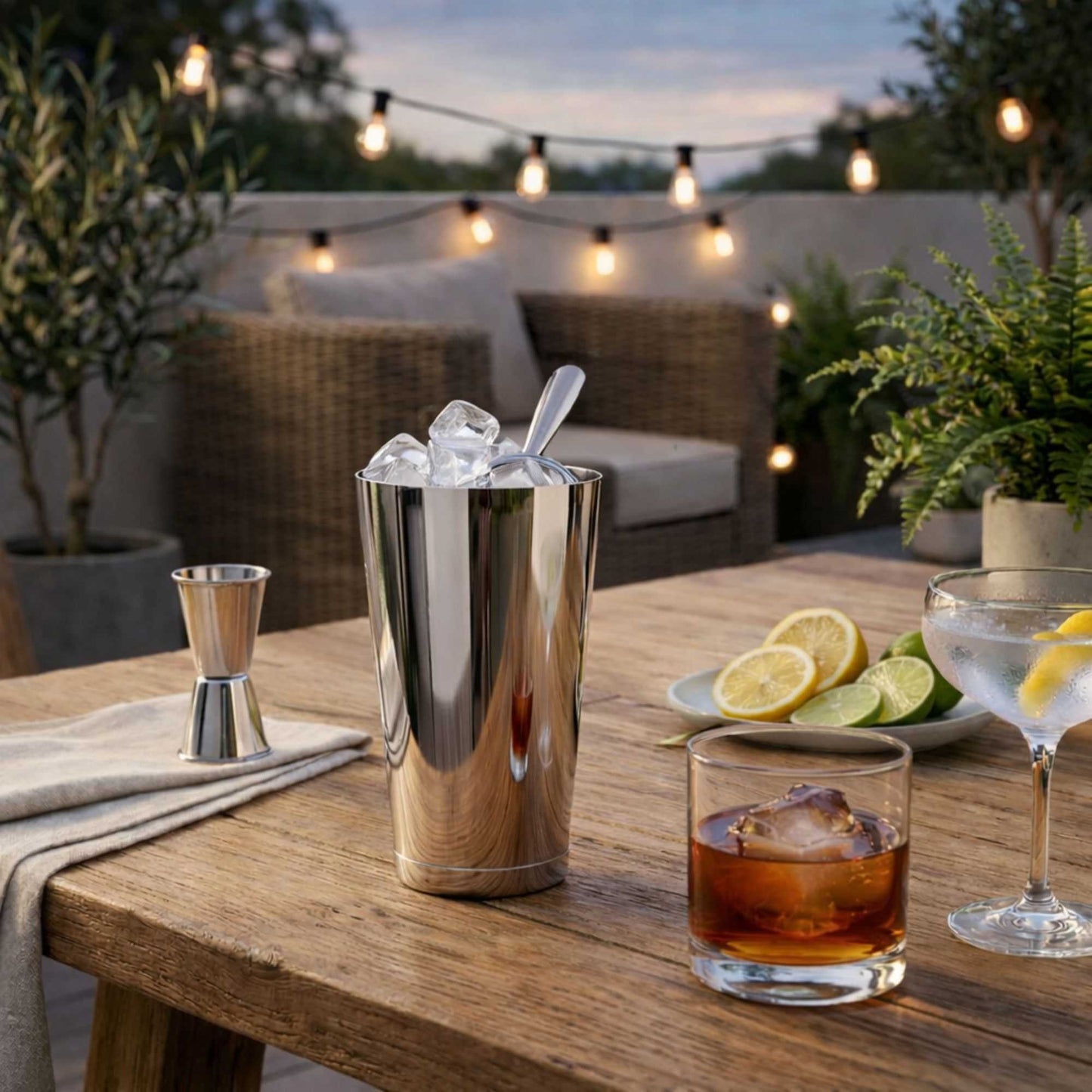 Bar Lux 24 oz Stainless Steel Cocktail Shaker Tin - Weighted, Mirrored Finish - 3 1/2" x 3 1/2" x 6 1/2" - 1 count box