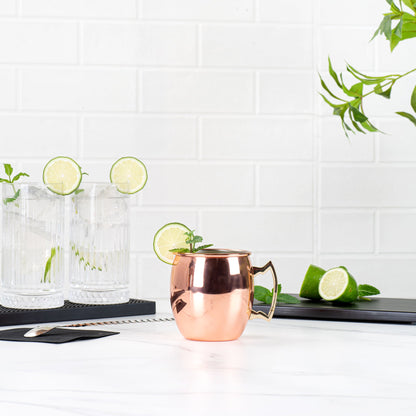 Bar Lux 16 oz Copper-Plated Stainless Steel Moscow Mule Mug - 3 1/2" x 3 1/2" x 3 3/4" - 1 count box