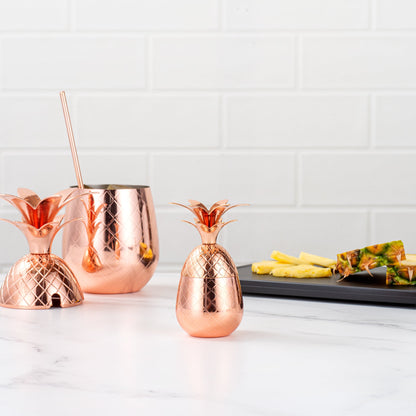 Bar Lux 2 oz Copper-Plated Stainless Steel Pineapple Tumbler - 2 1/2" x 2 1/2" x 4" - 1 count box
