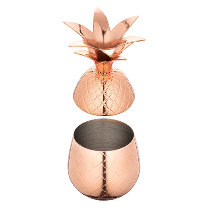 Bar Lux 2 oz Copper-Plated Stainless Steel Pineapple Tumbler - 2 1/2" x 2 1/2" x 4" - 1 count box