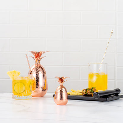 Bar Lux 2 oz Copper-Plated Stainless Steel Pineapple Tumbler - 2 1/2" x 2 1/2" x 4" - 1 count box