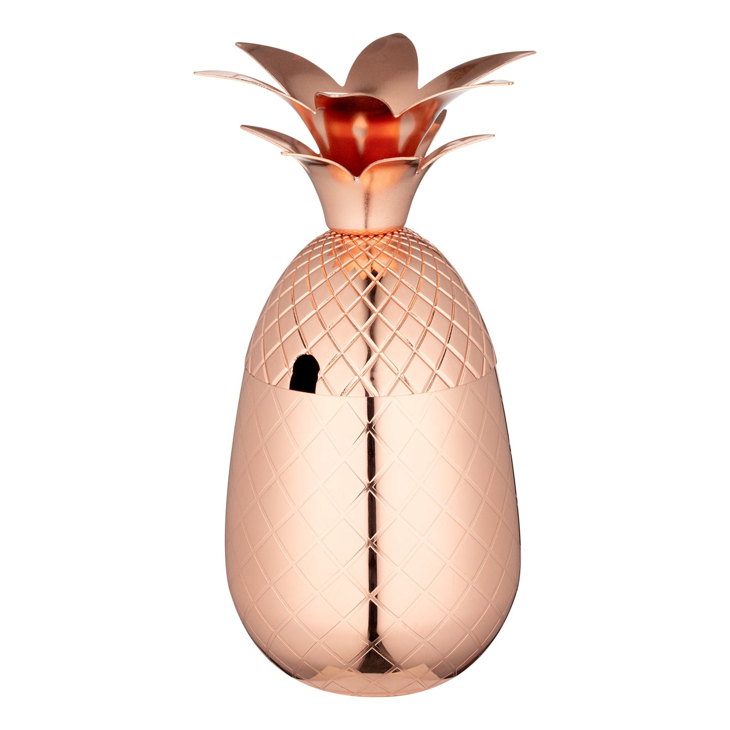 Bar Lux 16 oz Copper-Plated Stainless Steel Pineapple Tumbler - 3 1/2" x 3 1/2" x 7 1/2" - 1 count box