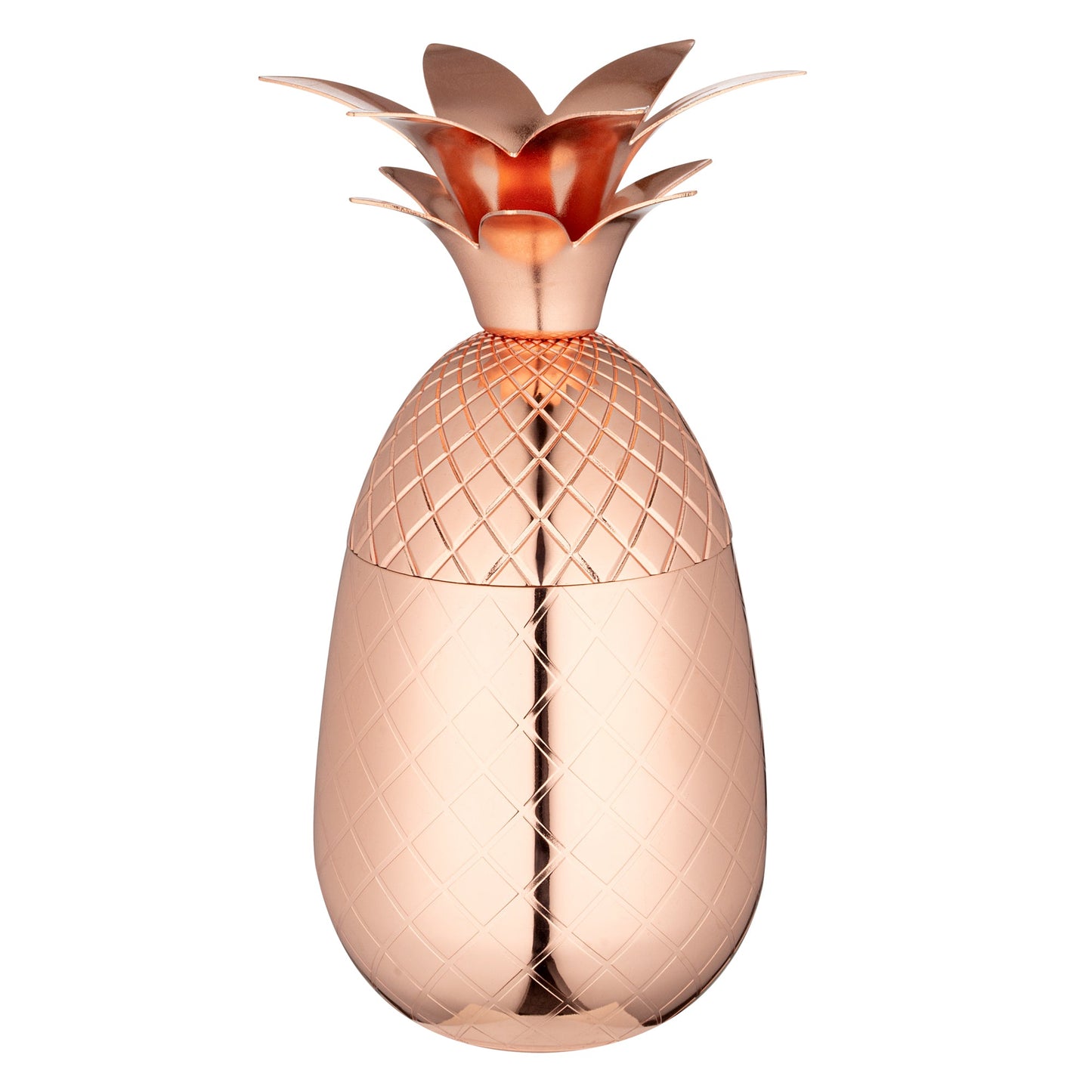 Bar Lux 16 oz Copper-Plated Stainless Steel Pineapple Tumbler - 3 1/2" x 3 1/2" x 7 1/2" - 1 count box