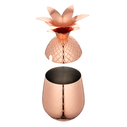 Bar Lux 16 oz Copper-Plated Stainless Steel Pineapple Tumbler - 3 1/2" x 3 1/2" x 7 1/2" - 1 count box
