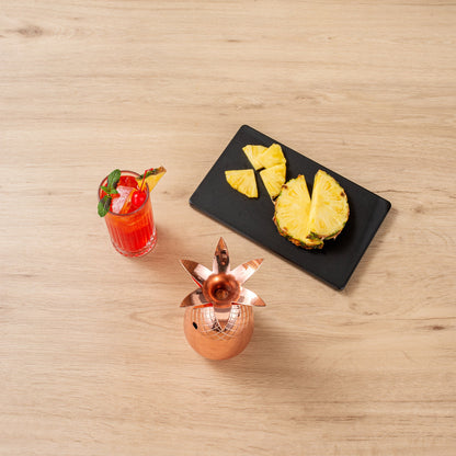 Bar Lux 16 oz Copper-Plated Stainless Steel Pineapple Tumbler - 3 1/2" x 3 1/2" x 7 1/2" - 1 count box
