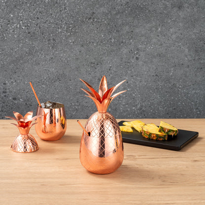 Bar Lux 24 oz Copper-Plated Stainless Steel Pineapple Tumbler - 4 1/4" x 4 1/4" x 9 1/4" - 1 count box
