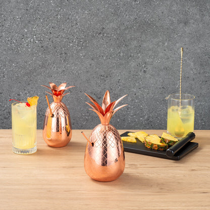 Bar Lux 24 oz Copper-Plated Stainless Steel Pineapple Tumbler - 4 1/4" x 4 1/4" x 9 1/4" - 1 count box