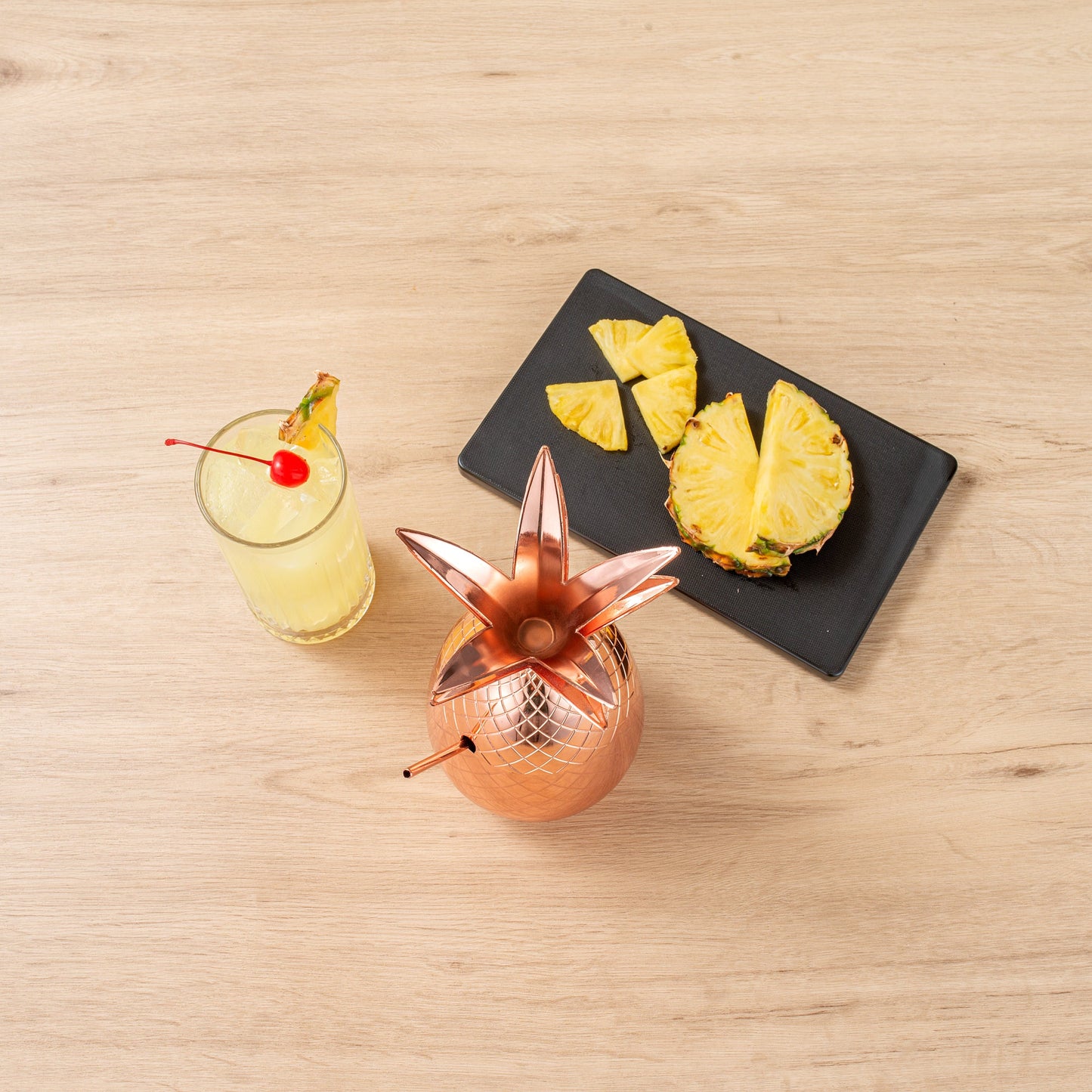 Bar Lux 24 oz Copper-Plated Stainless Steel Pineapple Tumbler - 4 1/4" x 4 1/4" x 9 1/4" - 1 count box