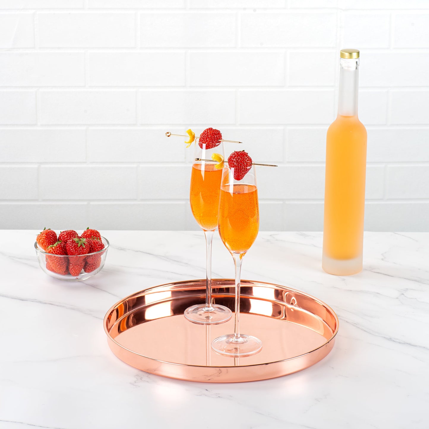 Bar Lux Copper-Plated Stainless Steel Serving Tray - 12 1/2" x 12 1/2" x 1" - 1 count box