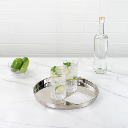 Bar Lux Stainless Steel Serving Tray - Mirrored Finish - 12 1/2" x 12 1/2" x 1" - 1 count box