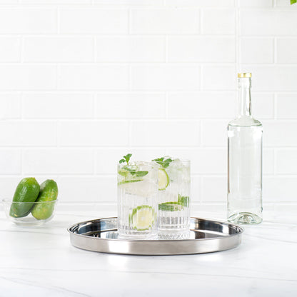 Bar Lux Stainless Steel Serving Tray - Mirrored Finish - 12 1/2" x 12 1/2" x 1" - 1 count box