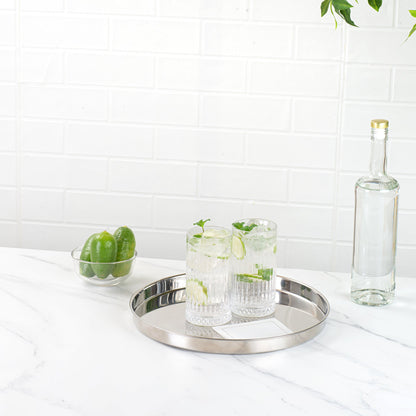 Bar Lux Stainless Steel Serving Tray - Mirrored Finish - 12 1/2" x 12 1/2" x 1" - 1 count box
