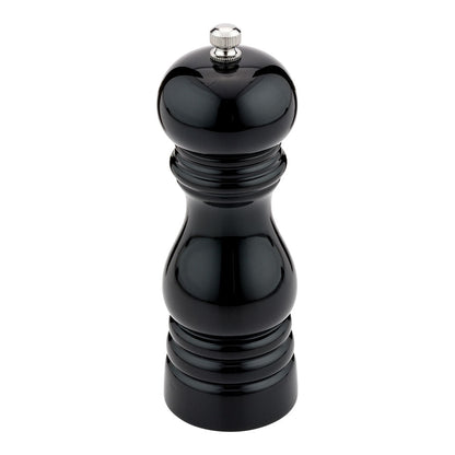 Chef 101 Classic French Black Wood Pepper Mill - High Gloss - 2" x 2" x 6" - 1 count box