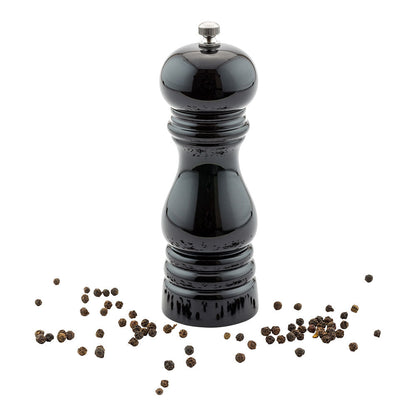 Chef 101 Classic French Black Wood Pepper Mill - High Gloss - 2" x 2" x 6" - 1 count box