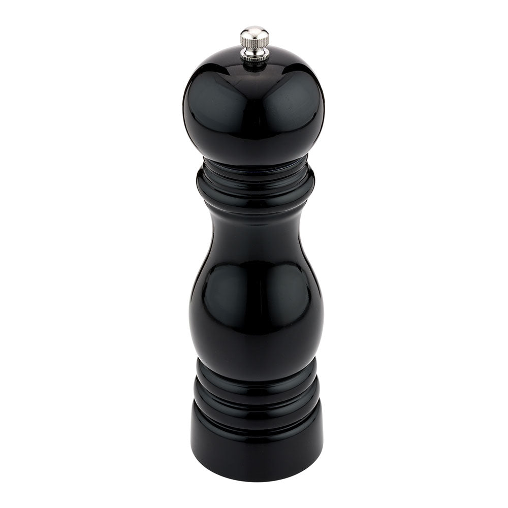 Chef 101 Classic French Black Wood Pepper Mill - High Gloss - 2 1/4" x 2 1/4" x 7 1/2" - 1 count box