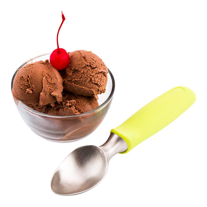 Met Lux Stainless Steel Ice Cream Scoop - Non-Slip, Rubberized Grip - 8 1/4" x 1 3/4" x 1" - 1 count box