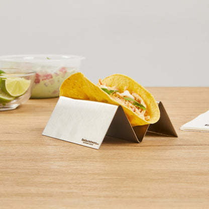 Met Lux Stainless Steel Single Taco Holder - with 1 or 2 Compartments - 4 1/4" x 4" x 1 1/2" - 1 count box