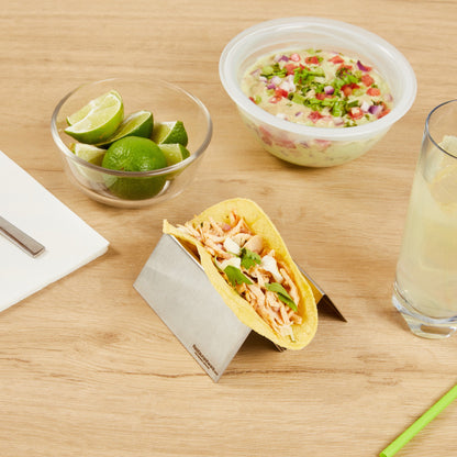 Met Lux Stainless Steel Single Taco Holder - with 1 or 2 Compartments - 4 1/4" x 4" x 1 1/2" - 1 count box