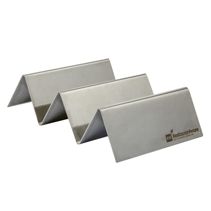 Met Lux Stainless Steel Double Taco Holder - with 2 or 3 Compartments - 6 1/2" x 4" x 1 1/2" - 1 count box