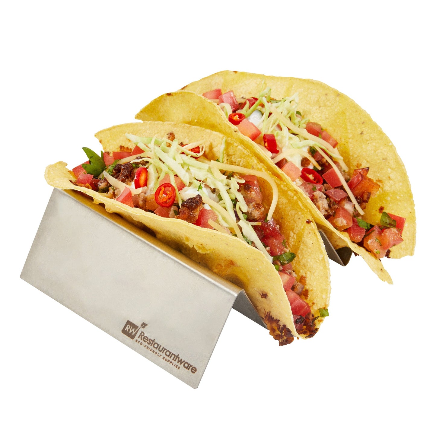 Met Lux Stainless Steel Double Taco Holder - with 2 or 3 Compartments - 6 1/2" x 4" x 1 1/2" - 1 count box