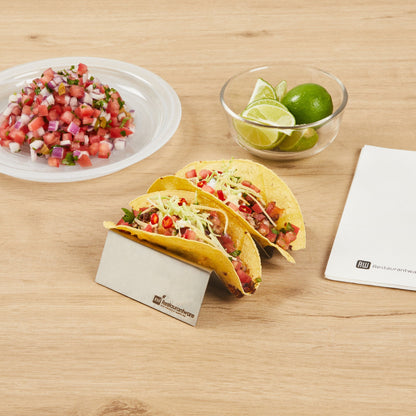 Met Lux Stainless Steel Double Taco Holder - with 2 or 3 Compartments - 6 1/2" x 4" x 1 1/2" - 1 count box
