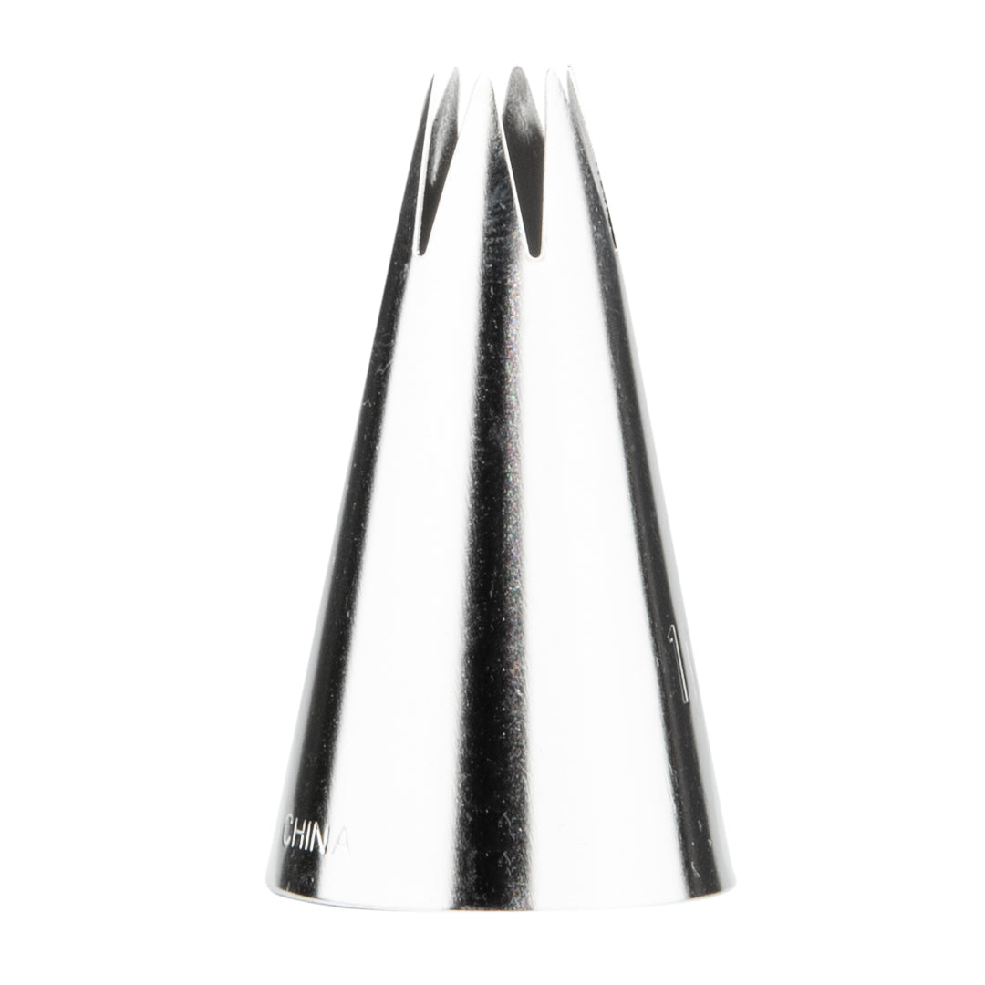 Pastry Tek Stainless Steel #1M Open Star Piping Tip - 1" x 1" x 1 3/4" - 1 count box